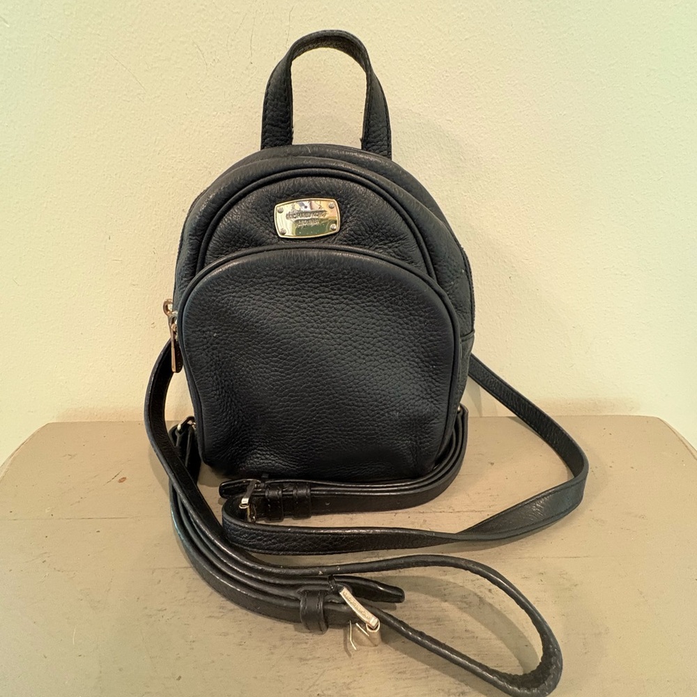 Michael Kors Mini Black Leather Pebbled Backpack